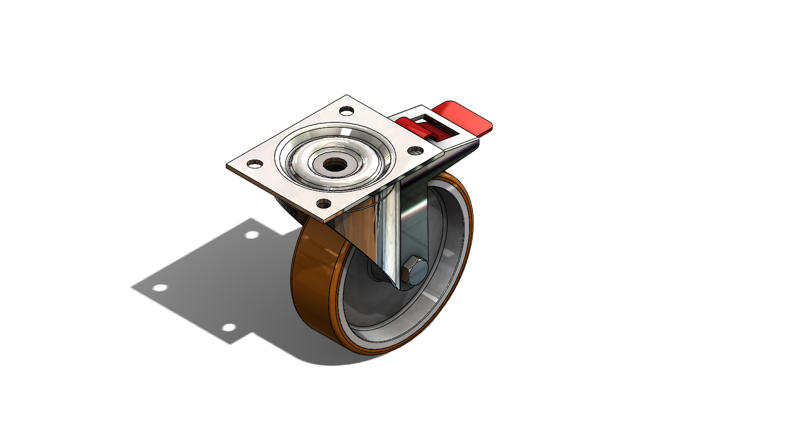 带刹车孔的D125mm固定旋转车轮脚轮